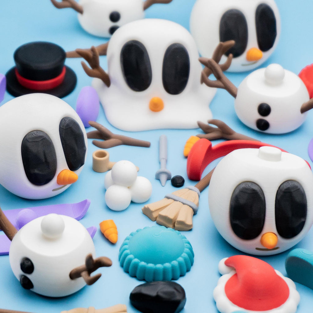 Blob Snowmen - Five Adorable 3D printed snowmen with wardrobe accessories!