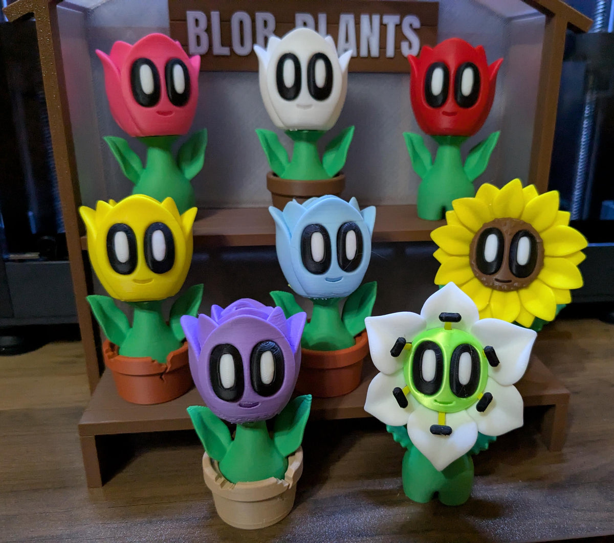 Blob Flowers - Five Adorable 3D printed flowers in pots, plus a cute Greenhouse!