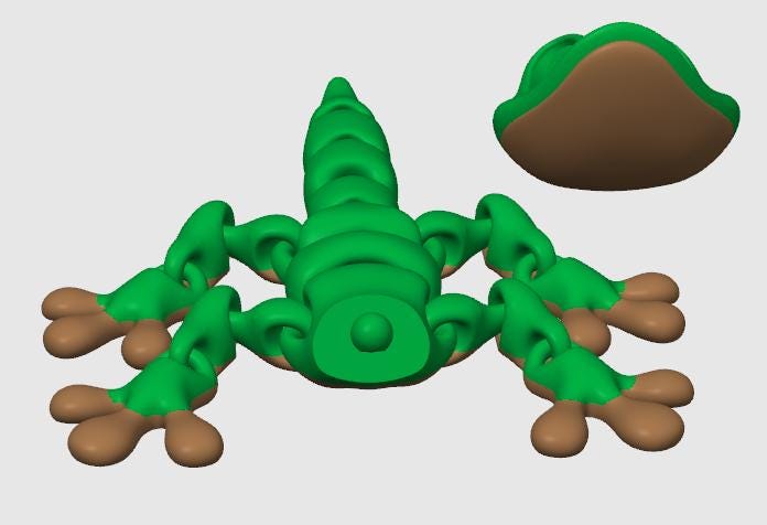 Magnetic Gecko Buddy with Storage Rock – 3D Printed Cutie in Green and Yellow or Green and several other colors!