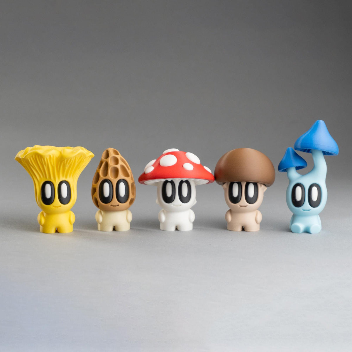 Blob Mushrooms - Five Adorable 3D printed mushrooms with log and stump!