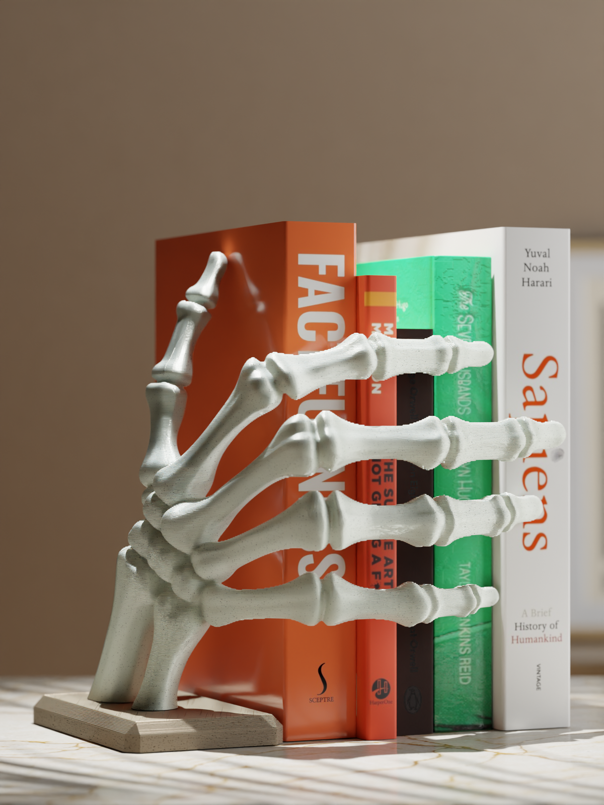 Skeleton Hand Bookstop – Anatomical Skeleton Hand Bookend, Gothic Book Decor, Halloween Home Decor