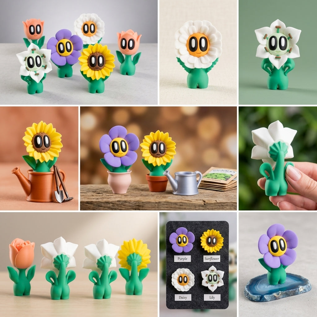 Blob Flowers - Five Adorable 3D printed flowers in pots, plus a cute Greenhouse!