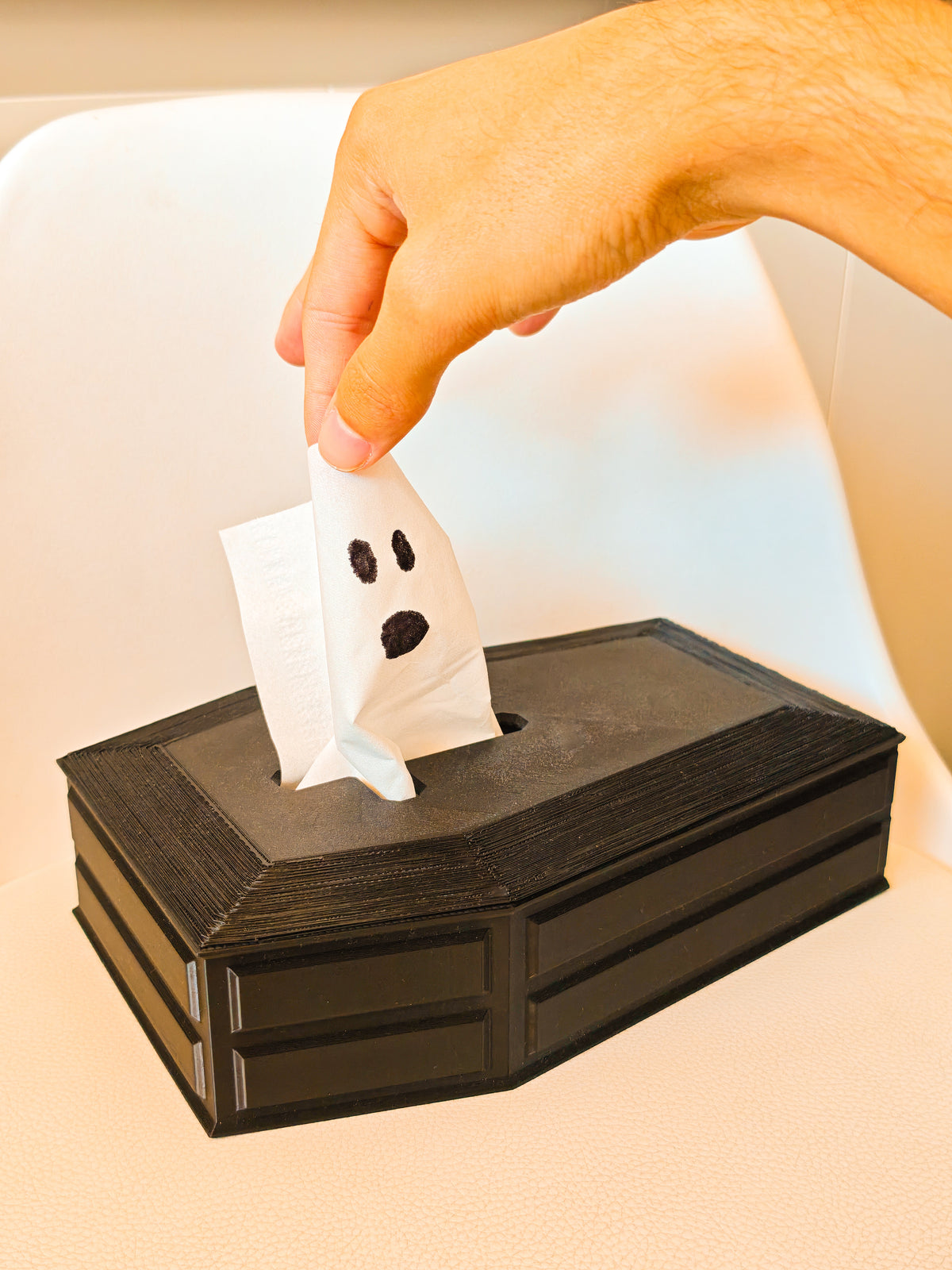 Coffin Tissue Box Holder | Gothic Tissue Holder | Spooky Halloween Home Decor | 3D Printed Coffin Decor
