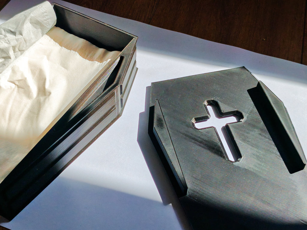 Coffin Tissue Box Holder | Gothic Tissue Holder | Spooky Halloween Home Decor | 3D Printed Coffin Decor