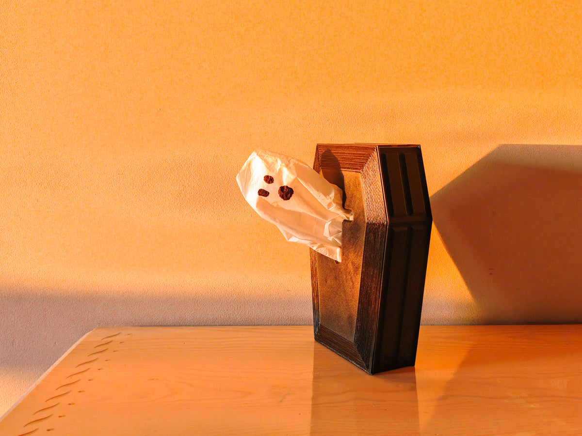 Coffin Tissue Box Holder | Gothic Tissue Holder | Spooky Halloween Home Decor | 3D Printed Coffin Decor