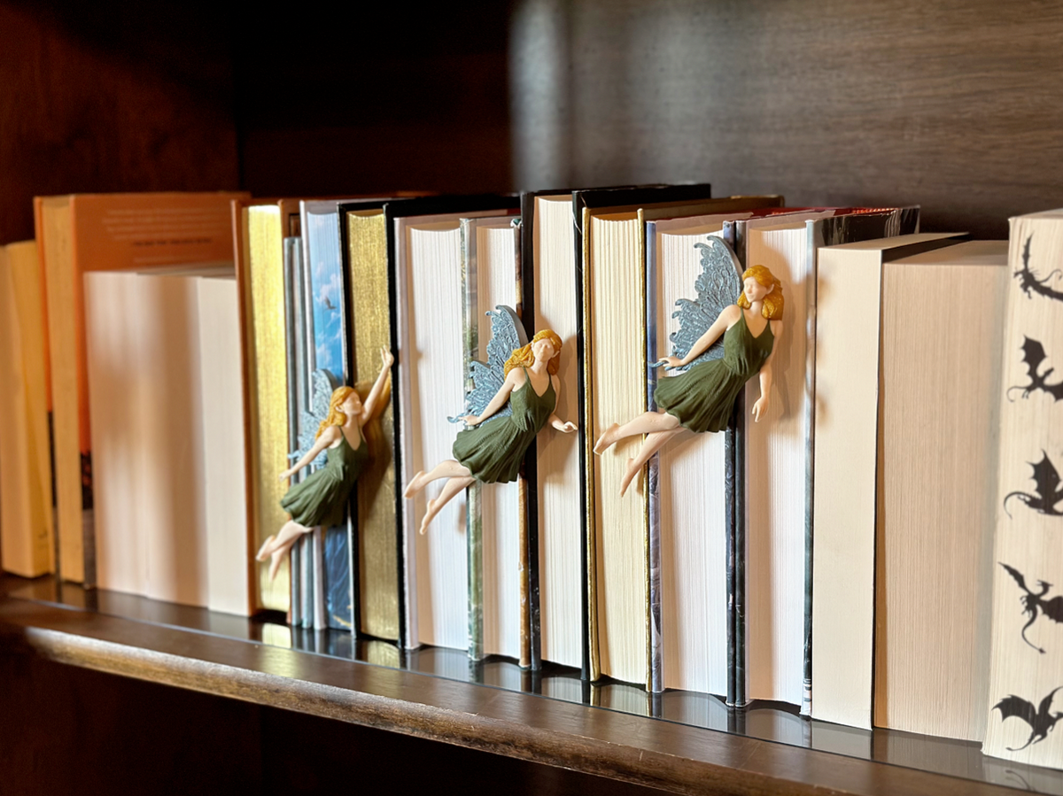 3D Printed Flying Fairy Set of 3 – Whimsical Fridge Magnets, Book Nook Spine Huggers, or Floating Wall Art Decor