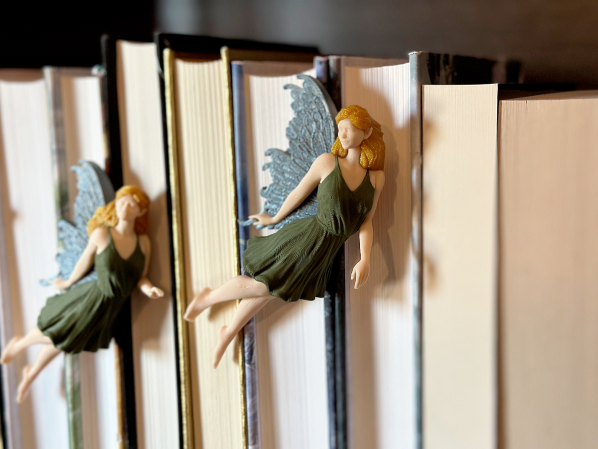 3D Printed Flying Fairy Set of 3 – Whimsical Fridge Magnets, Book Nook Spine Huggers, or Floating Wall Art Decor