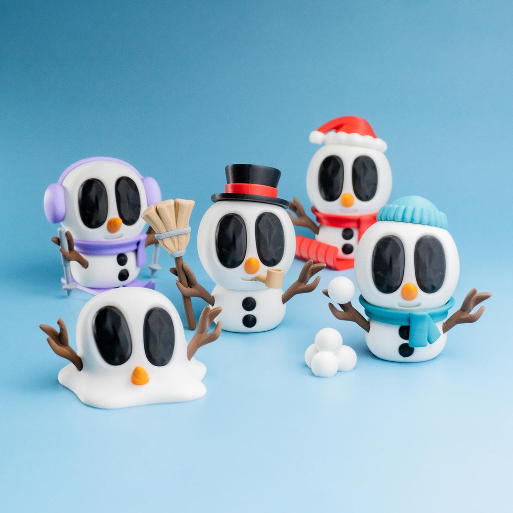 Blob Snowmen - Five Adorable 3D printed snowmen with wardrobe accessories!