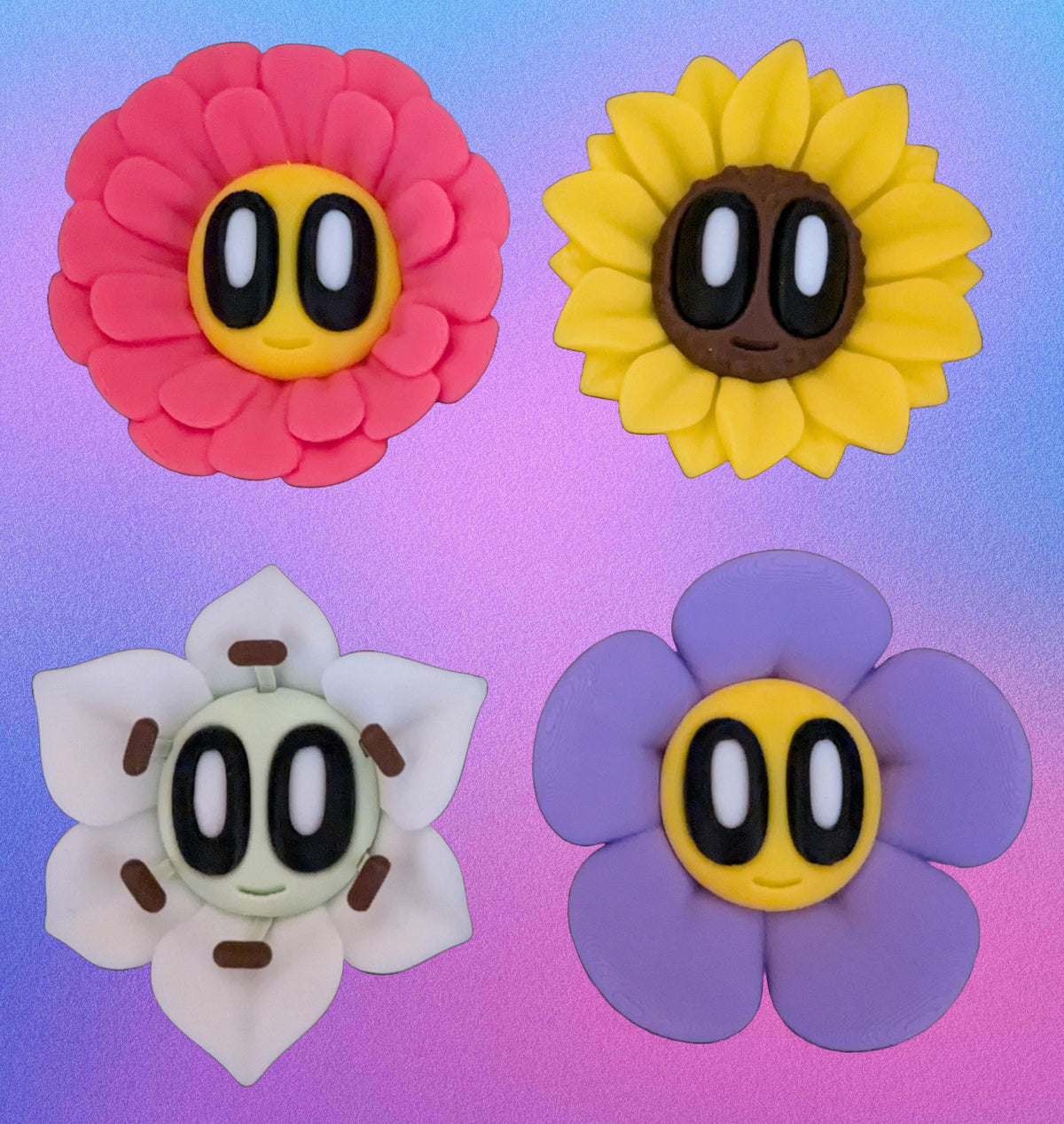 Blob Flowers Fridge Magnets