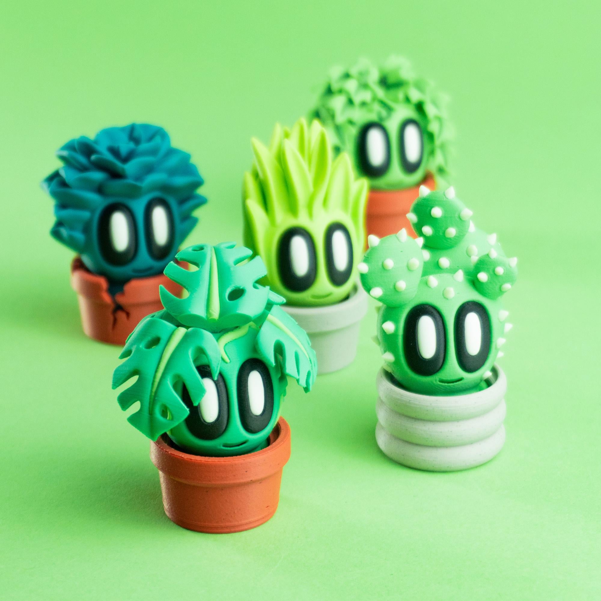 Blob Plants - Five Adorable 3D printed plants in pots, plus a cute Greenhouse!