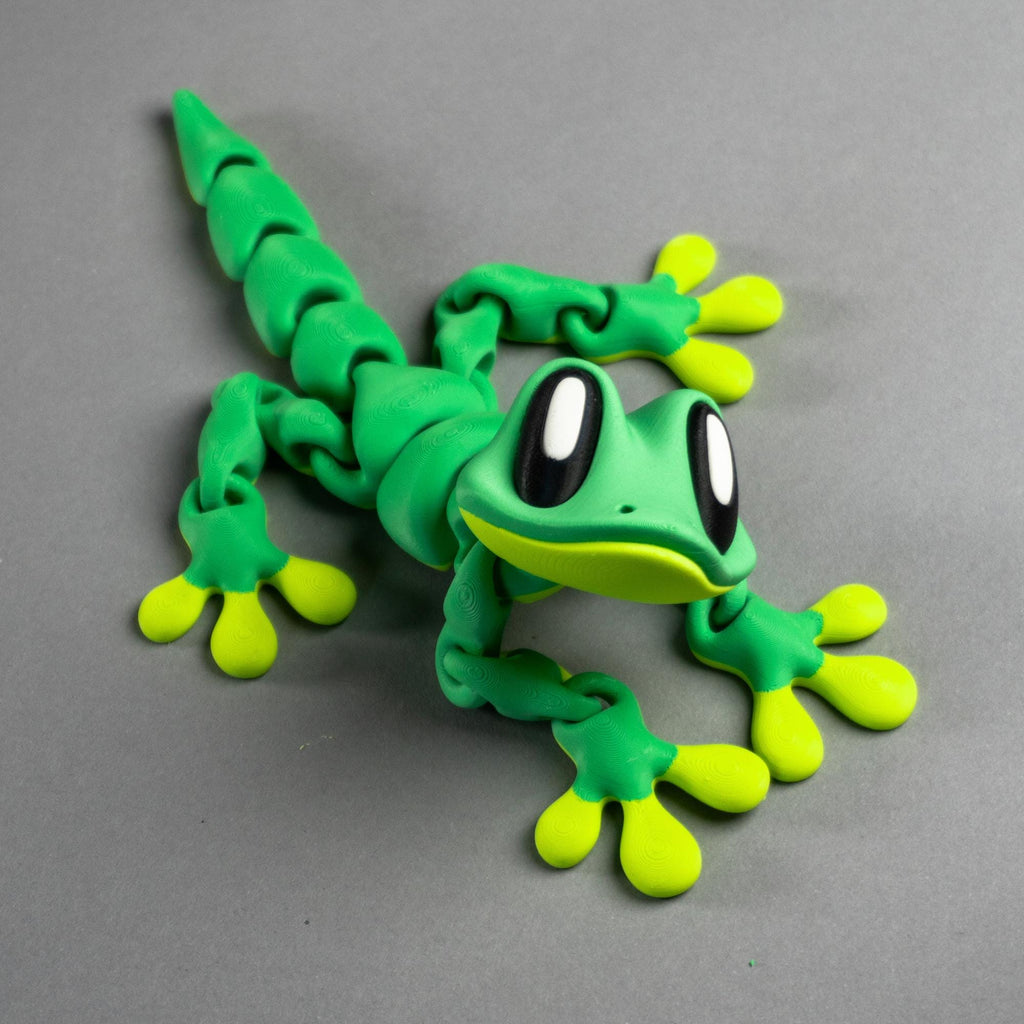 Magnetic Gecko Buddy with Storage Rock – 3D Printed Cutie in Green and Yellow or Green and several other colors!