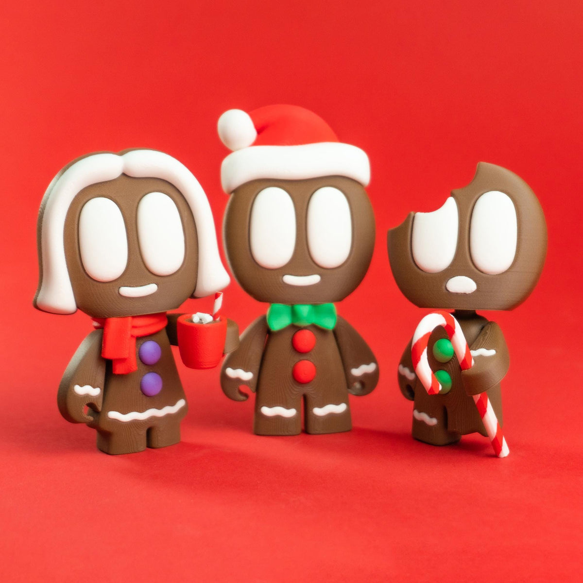 Blob Gingerbread Family - Three Adorable 3D printed gingerbread people with wardrobe accessories!