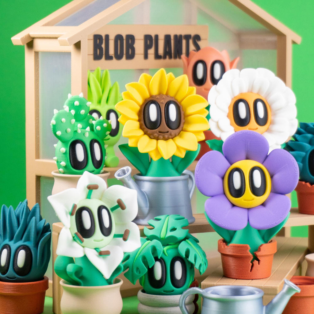 Blob Flowers - Five Adorable 3D printed flowers in pots, plus a cute Greenhouse!